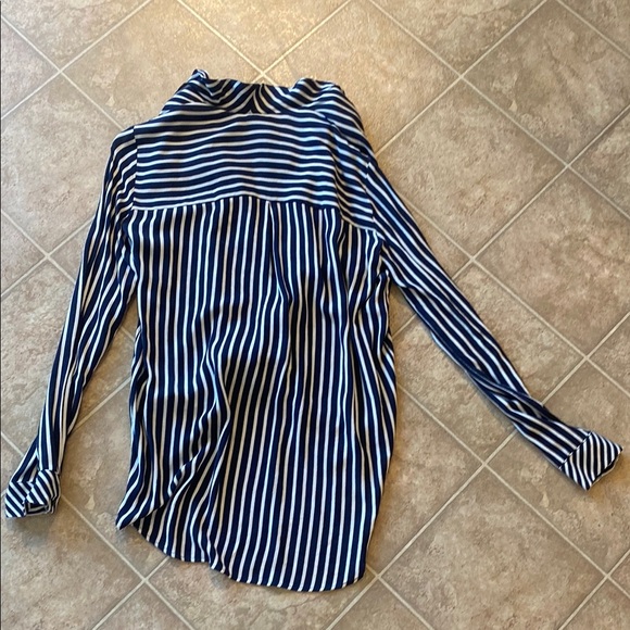 Zara Blue and White Striped Button Down Shirt - Picture 3 of 3